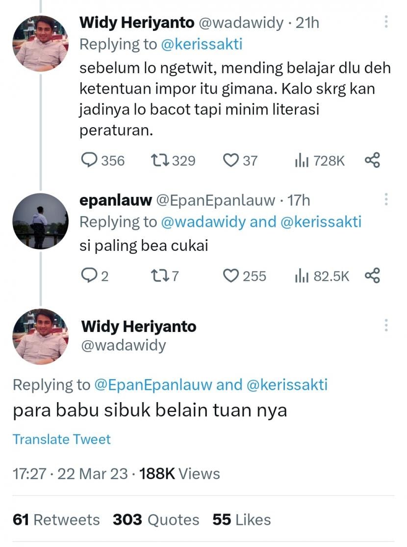 Analis senior Bea Cukai Kemenkeu, Widy Heriyanto berkomentar tak pantas di media sosial (tangkapan layar)