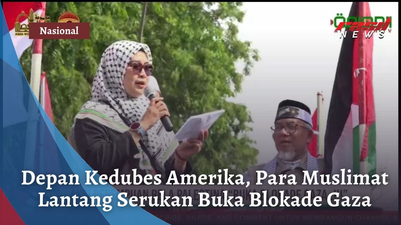 Depan Kedubes Amerika, Para Muslimat Lantang Serukan Buka Blokade Gaza