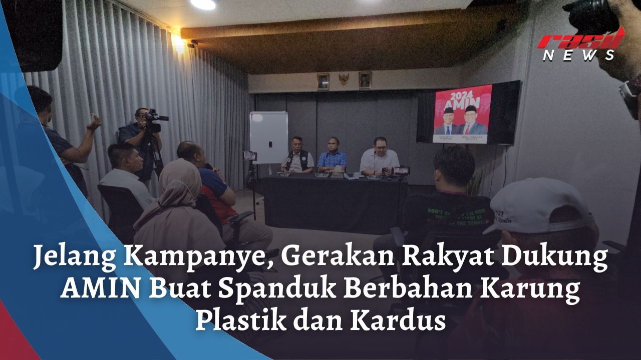 Jelang Kampanye, Gerakan Rakyat Dukung AMIN Buat Spanduk Berbahan Karung Plastik dan Kardus