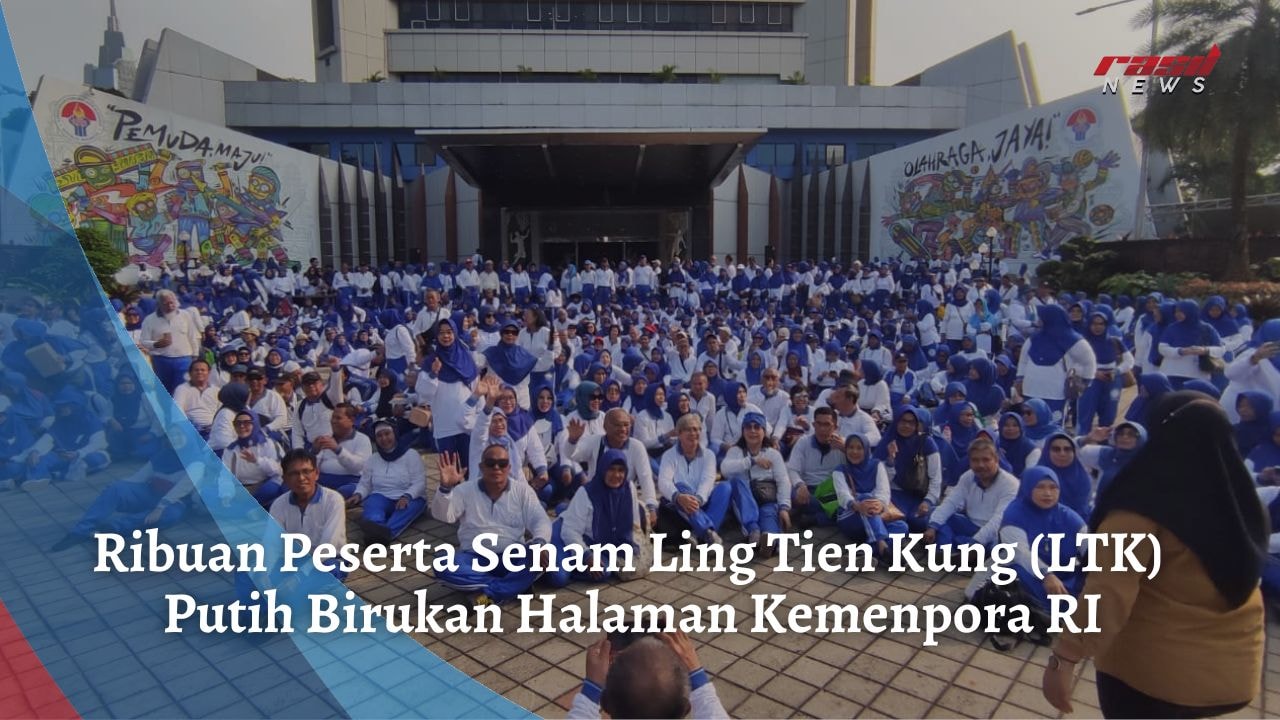 Ribuan Peserta Senam Ling Tien Kung (LTK) Putih Birukan Halaman Kemenpora RI