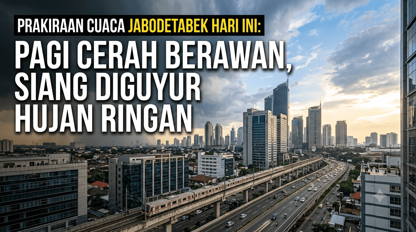 Prakiraan Cuaca Jabodetabek Hari Ini: Cerah Berawan, Siang Berpotensi Diguyur Hujan Ringan