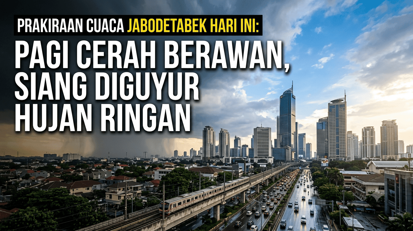 Prakiraan Cuaca Jabodetabek Hari Ini: Pagi Cerah Berawan, Siang Berpotensi Diguyur Hujan Ringan