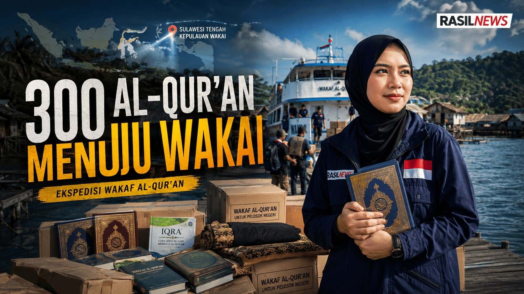 Kolaborasi Yayasan Wakaf Silaturahim dan Relawan Peduli Al-Qur’an Salurkan Wakaf Al-Qur’an ke Kepulauan Wakai