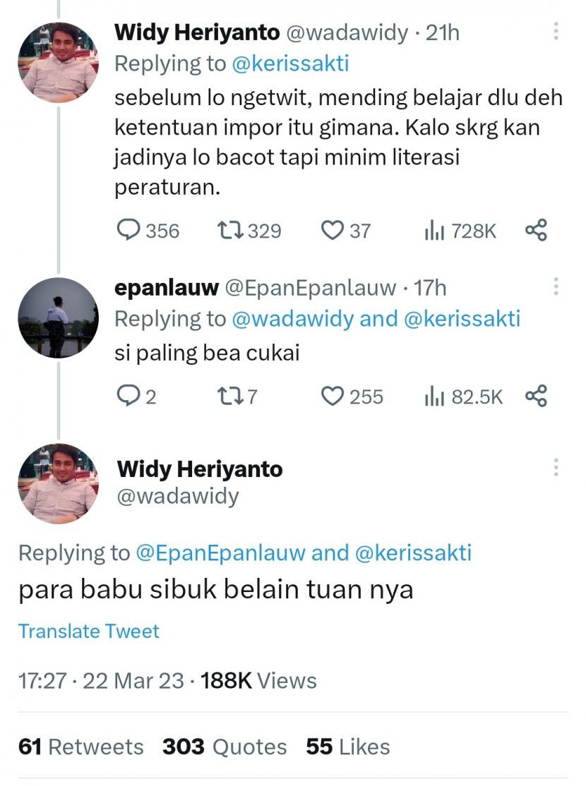 Analis senior Bea Cukai Kemenkeu, Widy Heriyanto berkomentar tak pantas di media sosial (tangkapan layar)